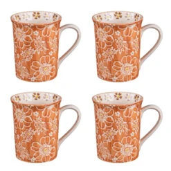ALIYA Coffret Mugs Grès Orange TABLE PASSION 30cl - Les 4