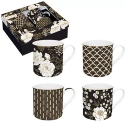 EASY LIFE ART DECO FLOWERS Mug Porcelaine - Coffret De 4 -Élégance Bar Soldes art deco flowers mug porcelaine coffret de 4 3
