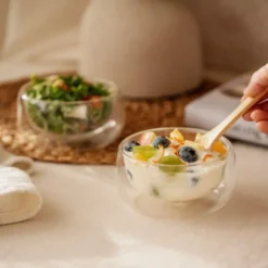 Bols à Double Paroi NUTS Avec Cuillère En Bambou Lot De 2 -Élégance Bar Soldes bols a double paroi nuts avec cuillere en bambou lot de 2 nvs 3