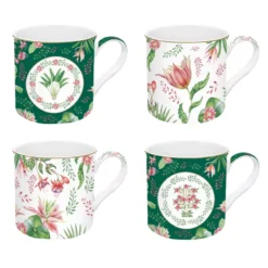 EASY LIFE BOTANIC CHIC Coffret 4 Mugs 30cl En Porcelaine -Élégance Bar Soldes botanic chic coffret 4 mugs 30cl en porcelaine 1