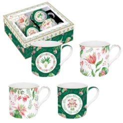 EASY LIFE BOTANIC CHIC Coffret 4 Mugs 30cl En Porcelaine -Élégance Bar Soldes botanic chic coffret 4 mugs 30cl en porcelaine 3