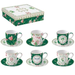EASY LIFE BOTANIC CHIC Coffret 6 Tasses à Café 10 Cl En Porcelaine -Élégance Bar Soldes botanic chic coffret 6 tasses a cafe 10 cl en porcelaine 2