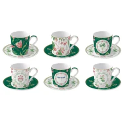 EASY LIFE BOTANIC CHIC Coffret 6 Tasses à Café 10 Cl En Porcelaine -Élégance Bar Soldes botanic chic coffret 6 tasses a cafe 10 cl en porcelaine 4
