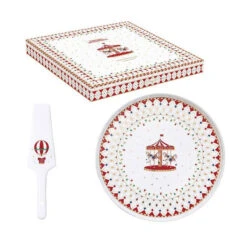 EASY LIFE CHRISTMAS WONDERLAND Plat à Tarte Avec Sa Pelle En Porcelaine D32 -Élégance Bar Soldes christmas wonderland plat a tarte avec sa pelle en porcelaine d32 3