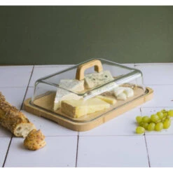 Cloche Fromage Gâteau Rectangulaire Verre Plateau Bambou Pebbly -Élégance Bar Soldes cloche fromage gateau rectangulaire verre plateau bambou pebbly 3
