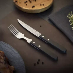 AMEFA Coffret De 6 Couteaux Steak Pizza 2.0 Noir Lame Martelée Et Micro-dentée -Élégance Bar Soldes coffret de 6 couteaux steak pizza 20 noir lame martelee et micro dentee nvs 7