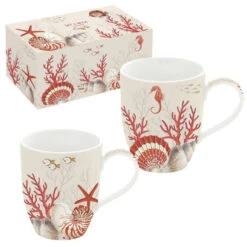 EASY LIFE CORAL REEF Coffret 2 Mugs 35cl En Porcelaine