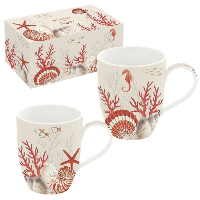 EASY LIFE CORAL REEF Coffret 2 Mugs 35cl En Porcelaine 3 EASY LIFE CORAL REEF Coffret 2 Mugs 35cl En Porcelaine