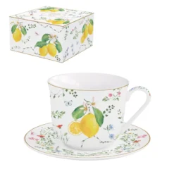 EASY LIFE FLEURS Et CITRONS Coffret Déjeuner 40 Cl En Porcelaine -Élégance Bar Soldes fleurs et citrons coffret dejeuner 40 cl en porcelaine 3