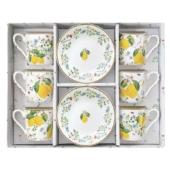 EASY LIFE FLEURS Et CITRONS Coffret Tasse Café Expresso Porcelaine - Les 6 -Élégance Bar Soldes fleurs et citrons coffret tasse cafe expresso porcelaine les 6 1