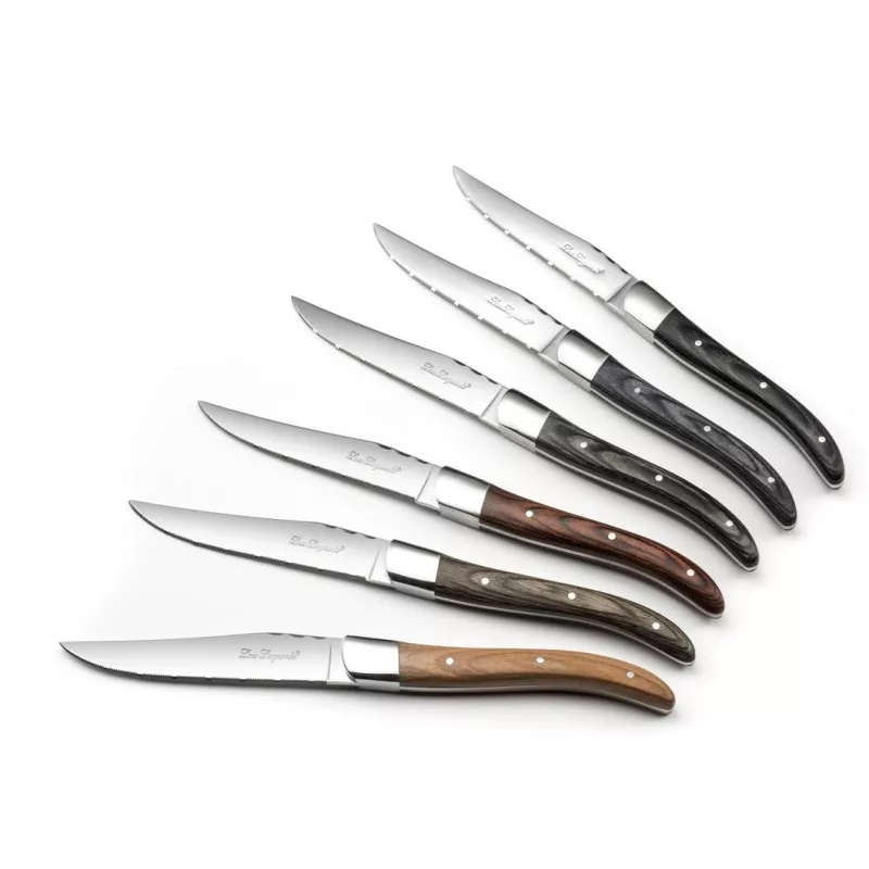 LOUIS Coffret Amefa 6 Couteaux Steak Manche Bois De Pakka Mixés 11 LOUIS Coffret Amefa 6 Couteaux Steak Manche Bois De Pakka Mixés – Image 9