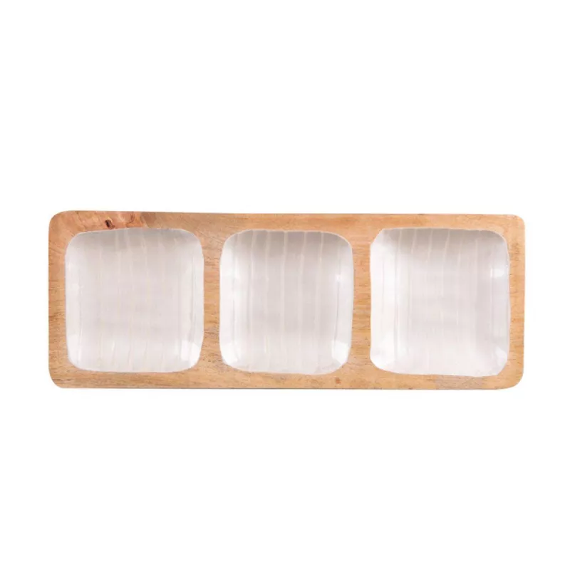 MELLOW Plateau Apéritif 3 Compartiments En Bois De Manguier Et Résine 41x15 Cm Lignes TABLE PASSION 4 MELLOW Plateau Apéritif 3 Compartiments En Bois De Manguier Et Résine 41x15 Cm Lignes TABLE PASSION – Image 2