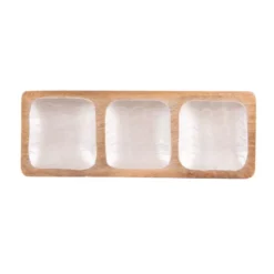 MELLOW Plateau Apéritif 3 Compartiments En Bois De Manguier Et Résine 41x15 Cm Vagues TABLE PASSION -Élégance Bar Soldes mellow plateau aperitif 3 compartiments en bois de manguier et resine 41x15 cm vagues table passion p 1