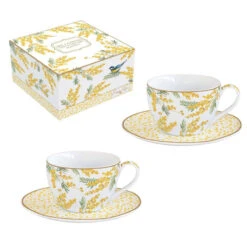 EASY LIFE MIMOSA Coffret 2 Tasses à Café 11 Cl En Porcelaine