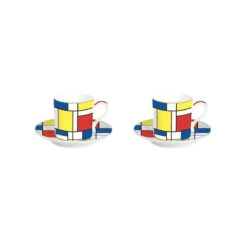 EASY LIFE MONDRIAN Coffret Paire Tasse Café Expresso Porcelaine EASYLIFE - Les 2 -Élégance Bar Soldes mondrian coffret paire tasse cafe expresso porcelaine easylife les 2 4