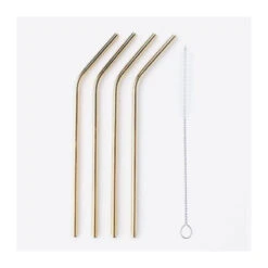 Paille Réutilisable Courbée En Inox - Les 4 Or SC -Élégance Bar Soldes paille reutilisable courbee en inox les 4 or 3