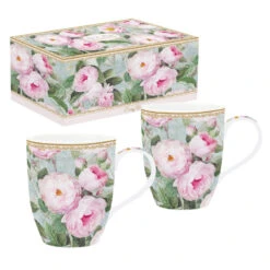 EASY LIFE ROSES EN FLEUR Coffret 2 Mugs 30cl En Porcelaine -Élégance Bar Soldes roses en fleur coffret 2 mugs 30cl en porcelaine p 1