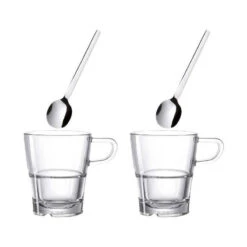 SENSO Tasse à Thé Macchiato En Verre à Anse + Cuillère LEONARDO - Lot De 2 SC
