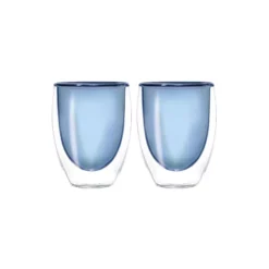 Tasse à Café Thé En Verre Double Paroi 22 Cl WD Lifestyle Bleu - Les 2