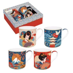 EASY LIFE TOKYO Coffret 4 Mugs 30cl En Porcelaine -Élégance Bar Soldes tokyo coffret 4 mugs 30cl en porcelaine 3
