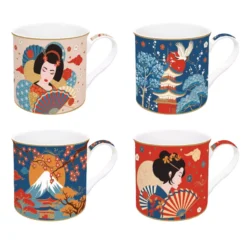 EASY LIFE TOKYO Coffret 4 Mugs 30cl En Porcelaine -Élégance Bar Soldes tokyo coffret 4 mugs 30cl en porcelaine 4