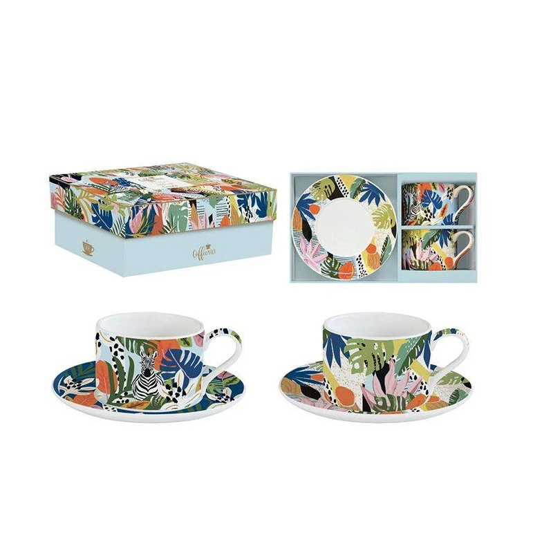 EASY LIFE TROPICAL VIBES Coffret Duo Paire Tasse à Déjeuner Porcelaine 3 EASY LIFE TROPICAL VIBES Coffret Duo Paire Tasse à Déjeuner Porcelaine