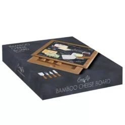 EASY LIFE WORLD OF CHEESE Plateau Fromage 25.5 X 25.5 Cm En Verre Et Bambou Avec Tiroir + 4 Couverts De Service -Élégance Bar Soldes world of cheese plateau fromage 255 x 255 cm en verre et bambou avec tiroir 4 couverts de service p 2