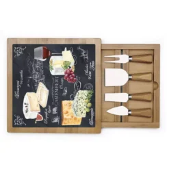 EASY LIFE WORLD OF CHEESE Plateau Fromage 25.5 X 25.5 Cm En Verre Et Bambou Avec Tiroir + 4 Couverts De Service -Élégance Bar Soldes world of cheese plateau fromage 255 x 255 cm en verre et bambou avec tiroir 4 couverts de service p 9